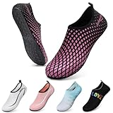 Wasserschuhe Badeschuhe Damen Herren Aquaschuhe Strandschuhe Schnell Trocknend Slip on Breathable Surfschuhe Unisex Schwimmschuhe für Beach Pool Surfen Yoga Quadratisch Rose Rot 38/39