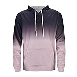 Hoodie Herren Kapuzenpullover Langarmshirt Übergangspullover Farbverlauf Kapuzenpulli Sweatshirt Casual Oberteil Bequem Thermoshirt Langarm Fleecepullover Outdoorshirt Mit Kängurutasche