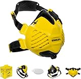 Stanley P3 Atemschutzmaske, wiederverwendbare Staubschutzmaske mit Face-Fit-Check Technologie und integrierten 99,99% Filtern. Schutzmaske, Atemmaske, Feinstaubmaske, P3 Maske, Schleifmaske –M/L