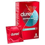 Durex Gefühlsecht Slim Kondome – Dünne Kondome mit schmaler Passform & mit Silikongleitgel befeuchtet – 8er Pack (1 x 8 Stück)