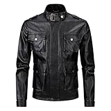 Motorradjacke Herren Wasserdicht Windschutz Lederjacke Biker Jacke Leichte Bomberjacke Vintage Kunstlederjacke Stehkragen Schutzjacke Motorrad Atmungsaktiv Rockerjacke mit Taschen