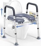 HOMLAND Toilettensitzerhöhung für Senioren, erhöhter WC-Sitz mit Griffen und gepolstertem Sitz, verstellbare Höhe und Breite, 180 kg Handicap, erhöhter Toilettensitz für ältere Menschen, Schwangere