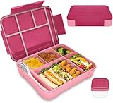 CNMTCCO Brotdose Kinder mit Fächern, Auslaufsicher Lunchbox, Bento Box Kinder, 1300 ml Snackbox für Mädchen & Jungen, perfekt für Schule, Kindergarten (Rosa)