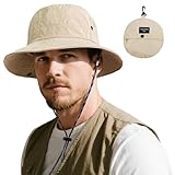 ehsbuy Sonnenhut Herren Damen Safari Fischerhut Wasserdicht Cowboy Style Boonie Bucket Hut Faltbar Sommerhut mit Verstellbare Kinnriemen für Wandern Outdoor