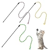 simarro Interaktives Katzenstab Spielzeug, 3Pcs Buntes bissfestes Seil zum Necken der Katze Zauberstab für Kitten Training Cat Zauberstab Interaktiver Zauberstab Kitten Cat Exerciser