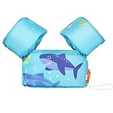 MoKo Kinder Schwimmflügel, Cartoon Schwimmende Badeanzug Schwimmtraining Jacke Schwimmflügel mit Sicherheitsschnalle für Jungen Mädchen, 20 bis 50 lb - Blau