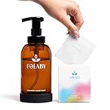 FOLABY Schaumhandseife mit Pumpaufsatz und Glasflasche – 4x Sachets (Sandelholz & Zitrone, Mango, Neutral, Cranberry & Rose) – Pulverseife zum Auflösen für 4x 250 ml (1000 ml) fertige Lösung