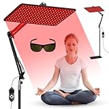 Rotlichtlampe für Körper & Gesicht,Infrarotlampe mit 200 LED & 5 Helligkeitsstufen, Tri-Wellenlänge (660nm 850nm 940nm) mit verstellbarem Ständer & Schutzbrille,Muskel- und Gelenkverspannungen lösen