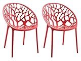 CLP 2er Set Gartenstühle Hope Kunststoff I Stapelstühle wetterfest und UV-beständig I Outdoorstühle pflegeleicht I Sessel für draußen, Farbe:rot