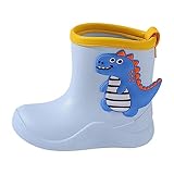 TDEOK Kleinkind Kinder Kinder Regen Stiefel Mädchen Baby Cartoon Dinosaurier Regen Schuhe Rutschfeste Gummistiefel Stiefeletten Kinder Mädchen (Blue, 24 Toddler)