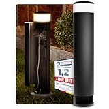 SSC-LUXon PALISO Design Lichtsäule Garten mit 2x Steckdosen für Außen - Außenstehlampe Pollerleuchte schwarz IP44 Höhe 46 cm