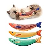 BFYHVP 3 Stück Katzenminze Spielzeug Kissen, Baldrian Kissen Katzen, Cat Toys, Katzenspielzeug Fisch Zappelt Mit Katzenminze Spray, Catnip, Zappelfisch Katzen, Katzengras, Hundespielzeug Beweglich