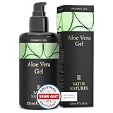 Aloe Vera Gel 100% Vegan - Das Beste der Aloe Vera Pflanze - BIO Aloe Vera - Natürliche After Sun Pflege 100ml - Bei Sonnenbrand & als Feuchtigkeitscreme - Skincare - Naturkosmetik - Satin Naturel