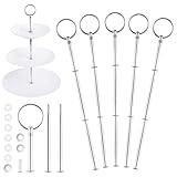 5 Pack Etageren Stangen, Etagere Stangen Set, Etagere Bausatz, Etageren Stangen Set Silber, Metallstangen, Hochzeitstorte Tortenständer 3 etagen, für Obsttablett, Snackteller (Platte Nicht enthalten)