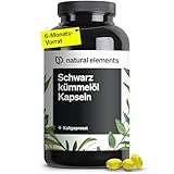 natural elements Schwarzkümmelöl (original Nigella sativa) – 400 Kapseln im 6-Monats-Vorrat – 1.000mg echtes Schwarzkümmelöl/Tag – kaltgepresst, naturbelassen – sorgfältig laborgeprüft