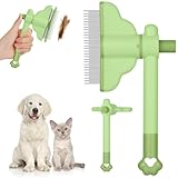OFFCUP Fellblitz Bürste für Katze, Selbstreinigende Katzenkamm mit Drehbarer Kammkopf und Auslöseknopf Katzenbürste, Flohkamm Katze Hundekamm Haustierbürste zur Haustier Schönheitspflege
