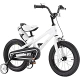 RoyalBaby Freestyle Kinderfahrrad 16 Zoll Kinder Lernfahrrad Jungen Mädchen Alter 4-7 Jahre mit Trainingsrädern Weiß