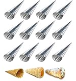 GMMH 12 Stück Schillerlockenform aus Edelstahl Klein 11 x 3,8 cm Schaumrollen Backform Trubotschki Hörnchen Sahnerollen Schillerlocke Cornet Form zum backen