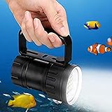 Underwater Flashlight, Underwater Flashlight, Akozon Tauchlampe, 18000LM 500m Extrem Hell Taschenlampe 7 Modi IPX8 wasserdichte Submarine Licht Tauchleuchte Unterwasser Taschenlampe mit Griff Hal