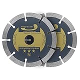 PRODIAMANT Diamanttrennscheiben Set 2x 125mm universal Trennscheibe für Stein, Beton, Granit, Mauerwerk, Ziegel Zubehör Winkelschleifer