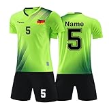 Generic Fußball Trikot für Kinder Erwachsener Personalisiertes mit Namen Nummer Team und Logo Football Jersey Fußballtrikots Fussball Trainingsanzug Sportshirt Herren/Junge 6 Large