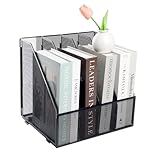 EasyOFC Zeitschriftenhalter aus Metallgeflecht, A4, 4 Fächer, Schreibtisch-Dokumenten-Organizer, Büro-Aktenregal für Ordnung auf dem Schreibtisch, Schwarz
