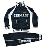 Generisch Kinder Jungen Jogginganzug Trainingsanzug Sportanzug Hose Jacke Set (Germany Schwarz, 128-134)