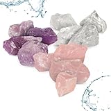 PURAJA Edelsteinwasser Basis-Set zur Wasserbelebung | Premium Kristalle | Natursteine Grundmischung: Rosenquarz, Amethyst, Bergkristall