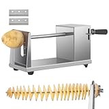 Kartoffeldrehschneider – Edelstahl-Spiralkartoffelschneider | Manuelle Kartoffelchips-Schneidemaschine mit wiederverwendbaren Spießen, handbetriebener Tornado-Pommes-Fry-Maker für frische Produkte und