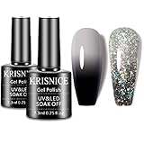 KRISNICE Farbwechsel Gel Nagellack Geschenkset Schwarz Und Weiß Glitzer Mood Chameleon Soak Off UV LED Thermo Temperatur Kunst Maniküre Set Lack (KWB2-003)