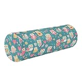 Buntes niedliches Valentinstags-Eulenkissen für Beine, Zylinder-Nackenrolle, rundes Kissen, dekoratives Wurfkissen, Zylinderkissen, Nackenrolle, Kissen für Bett