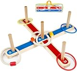 Wurfspiel Ringwurfspiel, UlifeME Garten Spiele für Kinder und Erwachsene, 5 Pcs Hölzerne Seilringe + 8 Pcs Bunt Ringe Werfen, 2 Formen für Indoor und Outdoor Spielspaß, Kinderspiele Draußen mit Tasche