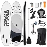 Stand Up Paddling Board mit Sitz, Aufblasbare SUP Board Surfboard Tragkraft bis 200Kg, Paddelboard Surfboard Zubehör für Anfänger Erwachsene Kinder (Schwarz, 320 x 82 x 15 cm)