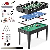 tectake® Multigame Spieltisch, 15 Tischspiele mit Zubehör - u.a. Bowling, Ringwerfen, Hufeisen, Dame, Schach, Backgammon, Tischtennisplatte, Tischhockey, Air Hockey Tisch, Billardtisch, Tischkicker