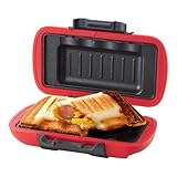 Mico Dingker Sandwichmaker, Sandwichtoaster für Mikrowelle, Antihaftbeschichteter Sandwich-Toaster, Panini Sandwichplatten, Wireless (MICO Kapsel Rot)