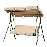 Angel Living 5860900 Hollywoodschaukel Gartenschaukel 3 Sitzer mit Sonnenschutz 173x110x151cm (Beige)
