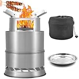 YTACREA Generic Rauchfreie Feuerschale, Tragbarer Tischfeuerstelle mit Abnehmbarer Ascheplatte & Tragetasche, Edelstahl Tischkamin für Camping Garten Balkon Outdoor, Tischfeuer für Pellets/Brennholz