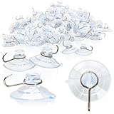 com-four® 80x Saugnapfhalter, Mehrzweck-Haken mit Metallhaken und Schlitz für die Lichterkette und andere Dekoration