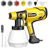 Farbsprühsystem,800W HVLP Farbsprühgerät Wandfarbe mit 3m Stromkabel,1000 Ml Behälter,5 Kupferdüsen/3 Sprühmuster,Neu Lackierpistole Elektrisch für Gartenzaun,Wände,Möbel,Decke