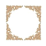 Hezhou Holz Ornament Holzornamente für Möbel Vintage Deko Geschnitztes Holz Skulptur Applique Onlay Lange Geschnitzte Holzschnitzerei Applikation Unbemalte für Möbel (J)