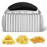 Nogeqi Wellenschneider für Gemüse und Obst, Edelstahl Riffelmesser Wellenmesser Kartoffelschneider Wellenschnittmesser Crinkle Chip Cutter Erwachsene Kinder für Gemüse Kartoffeln Pommes Zwiebeln