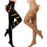 YISEMEYA 2 Paar Medizinische Kompressionsstrümpfe Damen Lang,20-30 mmHg Stützstrümpfe Damen, Undurchsichtig Zehenwickel Kompressionsstrumpfhose Damen klasse Unterstützung für Krampfadern, Ödeme