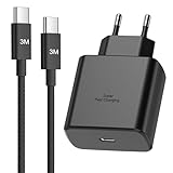 45W USB C Ladegerät Schnellladekabel für Samsung Galaxy S25 Ultra S24 S23 S22 FE A55 A54 A53 A35 A25 A15, Note, Tab S8 S9, 3M Nylon Typ C Ladekabel mit Netzteil Fast Charger Stecker Schnelladegerät