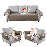 HonunG Sofaschoner, Sofa Abdeckung 1 2 3 4 Sitzer, Wasserdicht rutschfest Couchbezug Überzug Mit Seite Lagerung Tasche,Schonbezug, Sofaüberwurf, Sofabezug (Taupe,1 Sitzer+2 Sitzer+3 Sitzer)