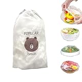 100 Stück Frischhaltebeutel,Kunststoff Frischhaltehauben,Frischhaltefolie mit Gummizug,Transparente Einweg-Lebensmittelbeutel für die Lagerung von Lebensmitteln