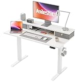 Agilestic Höhenverstellbarer Schreibtisch mit 2 Schubladen, 100 x 60 cm Stabiler Schreibtisch Höhenverstellbar Elektrisch, Ergonomischer Steh-Sitz Tisch Computertisch, Weiß