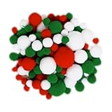 450 Stück Weihnachts-Pompons, rot, grün, weiß, flauschige Bälle, Urlaub, dekorative Pompons, Weihnachtsbaumschmuck, verschiedene Größen