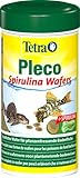 Tetra Pleco Algae Wafers - Fischfutter mit Spirulina-Algen für algenweidende Bodenfische, 250 ml Dose