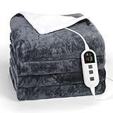 Elytsemoh Heizdecke mit Abschaltautomatik mit 10 Heizstufen, bis zu 9 Stunden Auto-Off-Timer, Flanell & Sherpa 160 x 130 cm, Maschinenwaschbar, Überhitzungsschutz, Wärmedecke für Schlafsofa, Büro