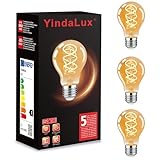 YindaLux Glühbirne E27 LED Warmweiss 2200K Filament Lampe Edison Vintage Leuchtmittel 4W Energiesparlampe Retro Birne Deko für Haus Café Bar 3er A60